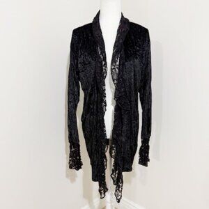 Vintage Sandi Kent Atlantis Black Velvet Purple Lace Cardigan Whimsigoth OS